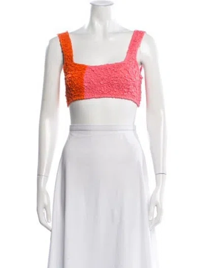 Pre-owned Mara Hoffman Colorblock Pattern Square Neckline Crop Top W/ Tags In Black