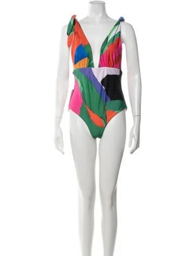 Pre-owned Mara Hoffman Colorblock Pattern Top In White
