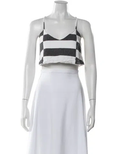 Pre-owned Mara Hoffman Colorblock Pattern V-neck Crop Top In White