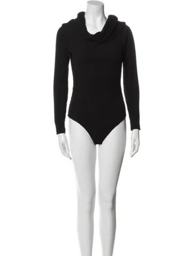 Pre-owned Mara Hoffman Cowl Neck Long Sleeve Bodysuit In Black