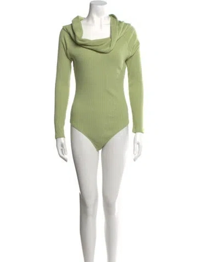 Pre-owned Mara Hoffman Cowl Neck Long Sleeve Bodysuit In Green