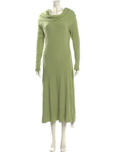 Pre-owned Mara Hoffman Cowl Neck Midi Length Dress In Green