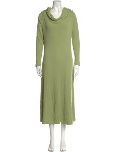 Pre-owned Mara Hoffman Cowl Neck Midi Length Dress In Green