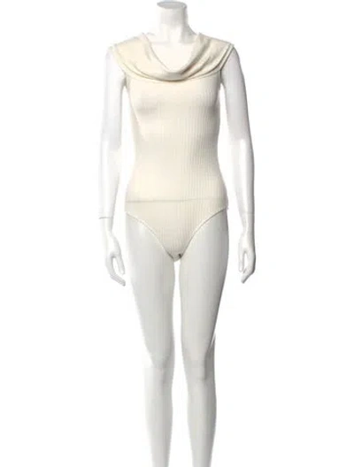 Pre-owned Mara Hoffman Cowl Neck Sleeveless Bodysuit In Neutral