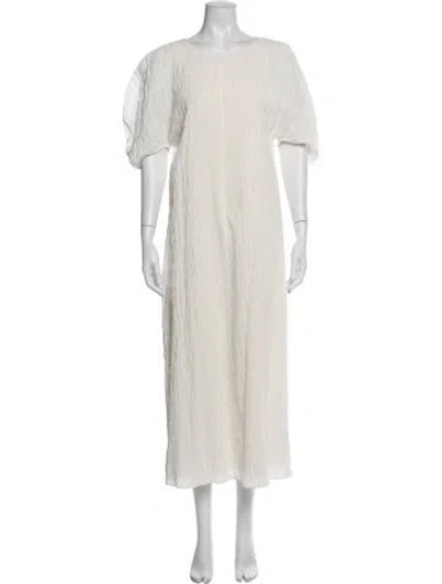 Pre-owned Mara Hoffman Crew Neck Long Dress In Neutrals