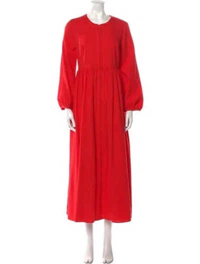Pre-owned Mara Hoffman Crew Neck Long Dress In Red