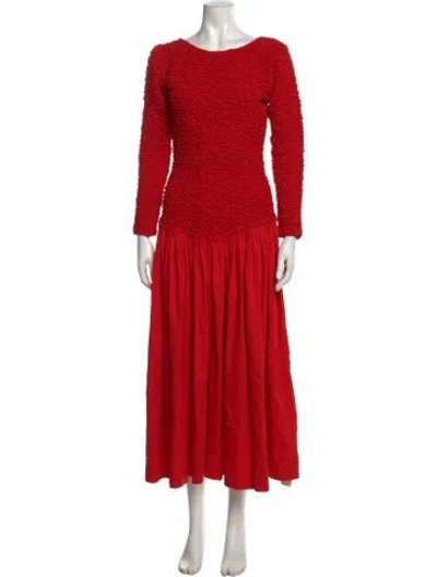 Pre-owned Mara Hoffman Crew Neck Long Dress In Red