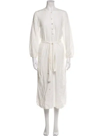 Pre-owned Mara Hoffman Crew Neck Long Dress In White