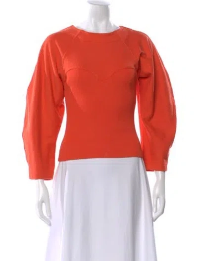 Pre-owned Mara Hoffman Crew Neck Long Sleeve Top In Orange