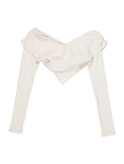 Pre-owned Mara Hoffman Crew Neck Long Sleeve Top In White