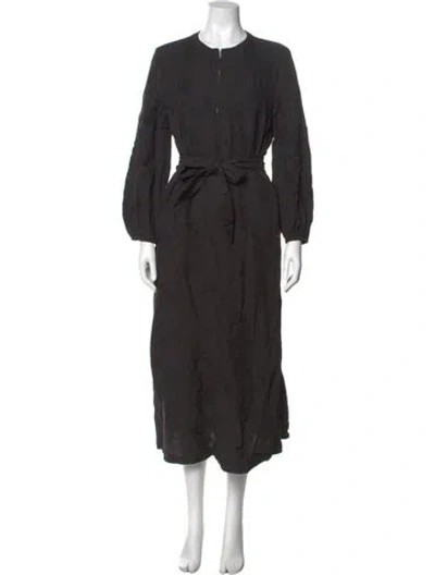Pre-owned Mara Hoffman Crew Neck Midi Length Dress In Black