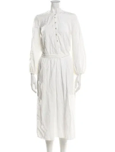 Pre-owned Mara Hoffman Crew Neck Midi Length Dress In White