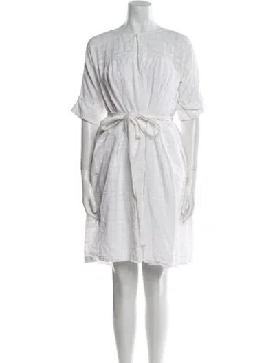 Pre-owned Mara Hoffman Crew Neck Mini Dress In White