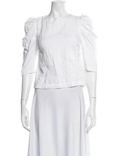 Pre-owned Mara Hoffman Crew Neck Three-quarter Sleeve Top In Neutrals