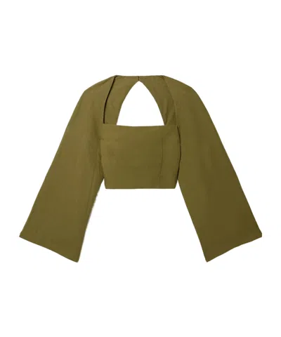 Mara Hoffman Cropped Cut-out Top In Green