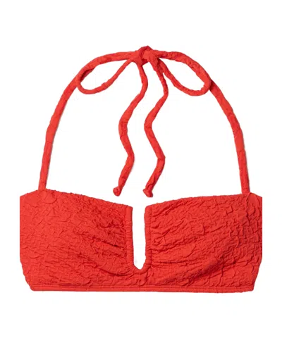 Mara Hoffman Cruz Recycled-popcorn Bikini Top In Red