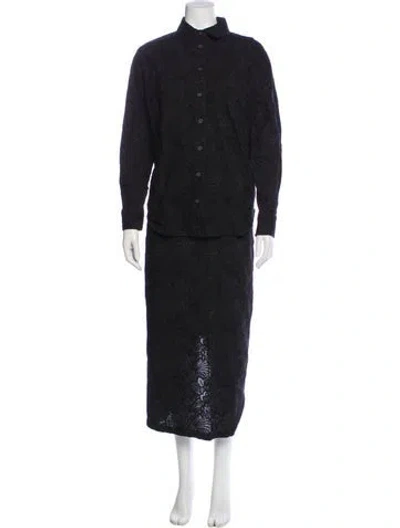 Pre-owned Mara Hoffman Embroidered Accent Skirt Set In Gray