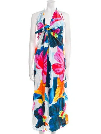 Pre-owned Mara Hoffman Floral Print Long Dress In Blue