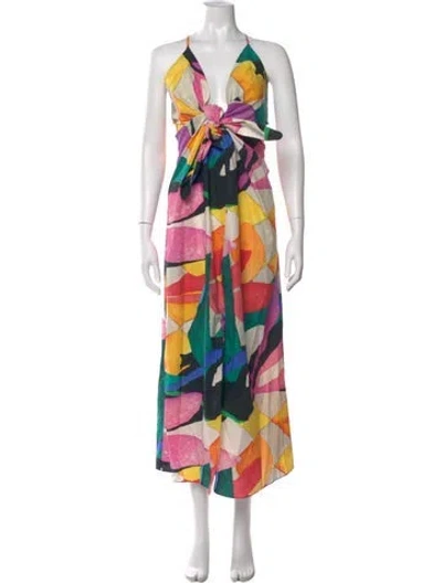 Pre-owned Mara Hoffman Floral Print Long Dress In Blue
