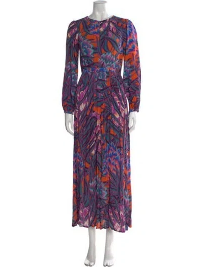 Pre-owned Mara Hoffman Floral Print Long Dress In Blue