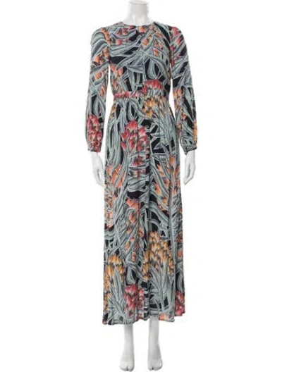 Pre-owned Mara Hoffman Floral Print Long Dress In Blue