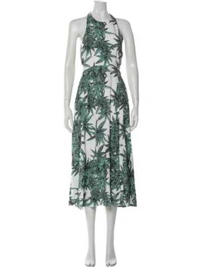 Pre-owned Mara Hoffman Floral Print Long Dress In Green