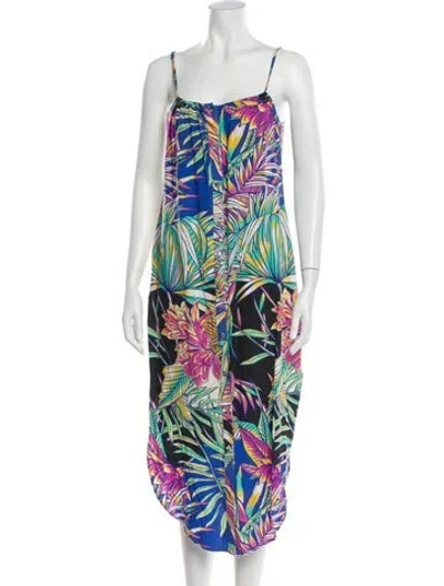 Pre-owned Mara Hoffman Floral Print Long Dress In Multi