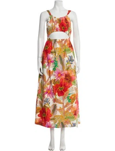 Pre-owned Mara Hoffman Floral Print Long Dress In Multi