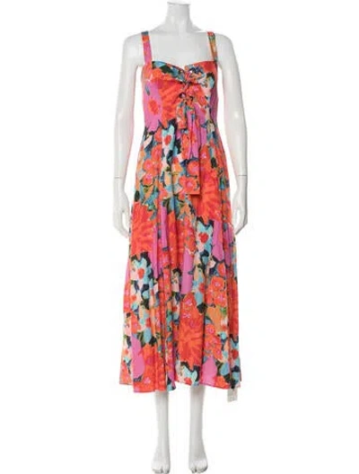 Pre-owned Mara Hoffman Floral Print Long Dress In Multi