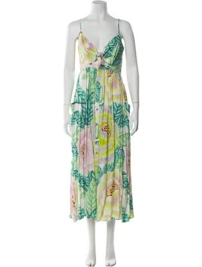 Pre-owned Mara Hoffman Floral Print Long Dress In Multicolor