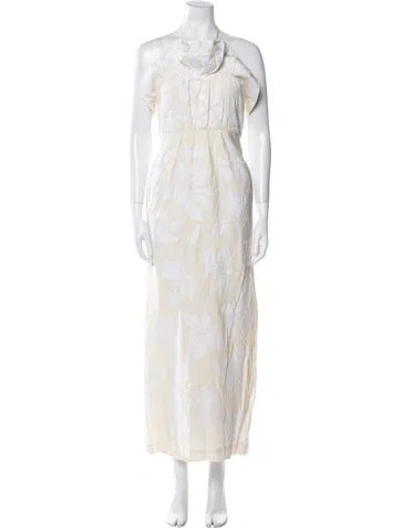 Pre-owned Mara Hoffman Floral Print Long Dress In Neutral
