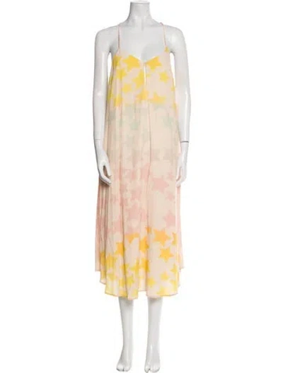 Pre-owned Mara Hoffman Floral Print Long Dress In Neutral