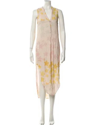 Pre-owned Mara Hoffman Floral Print Long Dress In Neutral