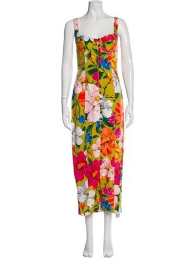 Pre-owned Mara Hoffman Floral Print Long Dress In Neutral