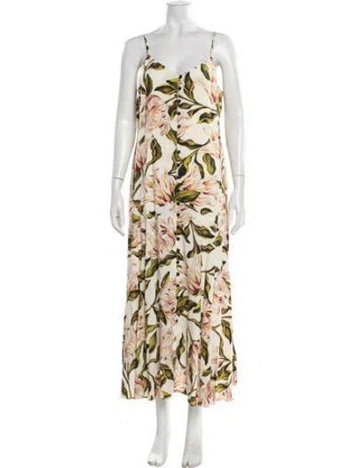 Pre-owned Mara Hoffman Floral Print Long Dress In Neutral
