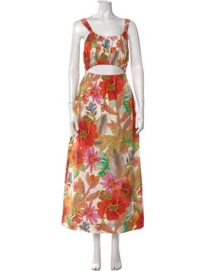 Pre-owned Mara Hoffman Floral Print Long Dress In Orange