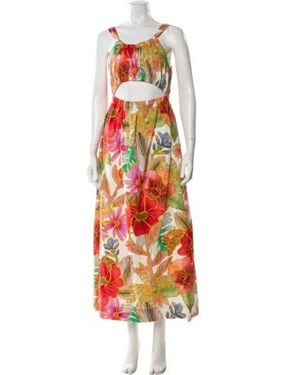 Pre-owned Mara Hoffman Floral Print Long Dress In Orange