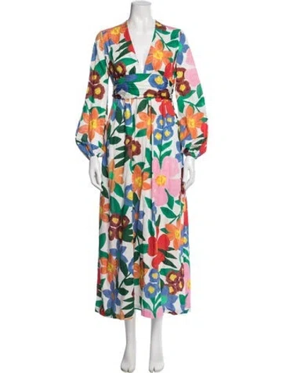 Pre-owned Mara Hoffman Floral Print Long Dress In Orange