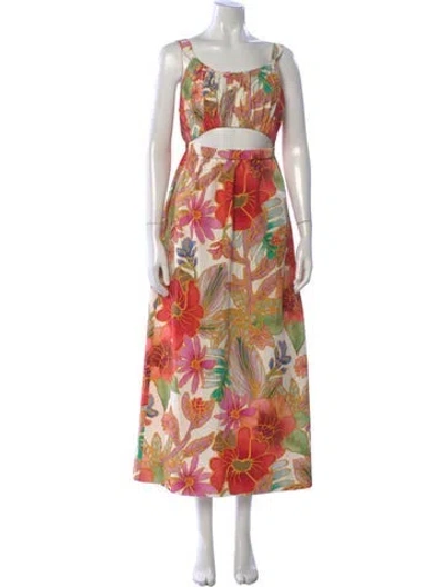 Pre-owned Mara Hoffman Floral Print Long Dress In Orange