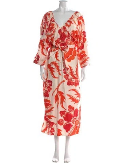 Pre-owned Mara Hoffman Floral Print Long Dress In Orange