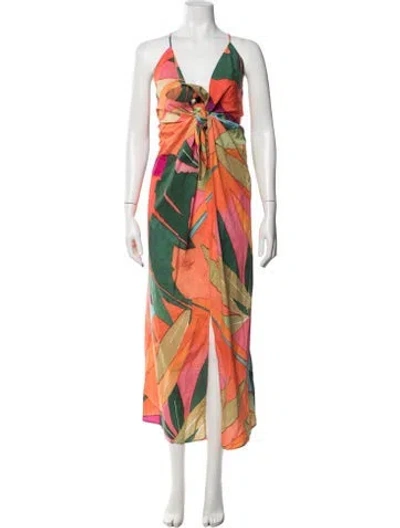 Pre-owned Mara Hoffman Floral Print Long Dress In Orange