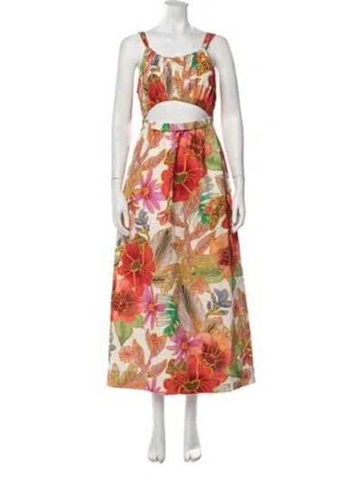 Pre-owned Mara Hoffman Floral Print Long Dress In Orange