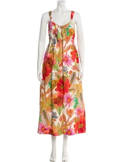 Pre-owned Mara Hoffman Floral Print Long Dress In Red