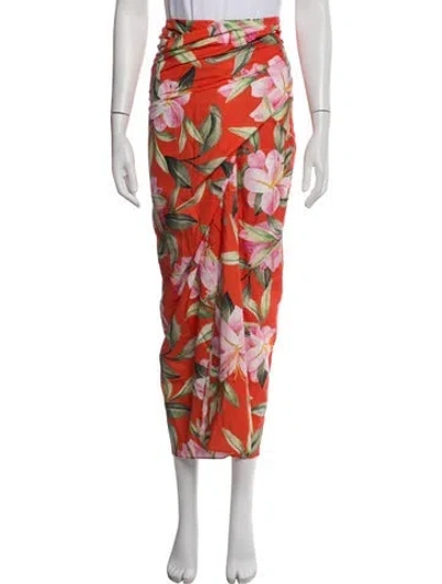 Pre-owned Mara Hoffman Floral Print Long Skirt In Green/orange