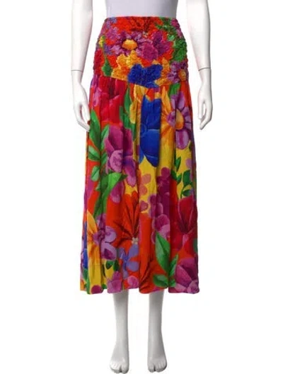Pre-owned Mara Hoffman Floral Print Long Skirt In Pink