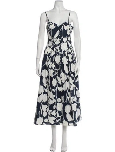 Pre-owned Mara Hoffman Floral Print Midi Length Dress In Blue