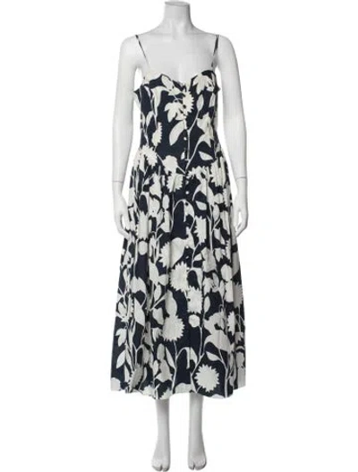Pre-owned Mara Hoffman Floral Print Midi Length Dress In Blue