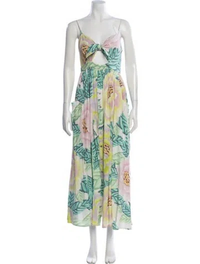 Pre-owned Mara Hoffman Floral Print Midi Length Dress In Green
