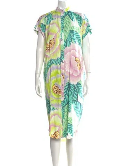 Pre-owned Mara Hoffman Floral Print Midi Length Dress In Green