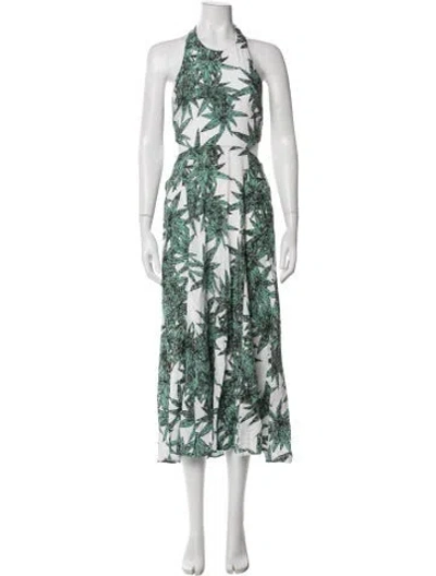 Pre-owned Mara Hoffman Floral Print Midi Length Dress In Green